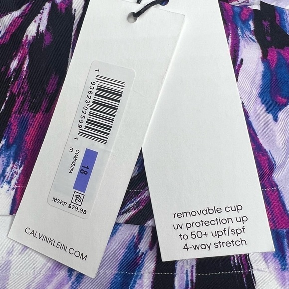 Calvin Klein Rosette Multi Island Feather Starburst One Piece Swimsuit - Picture 13 of 15